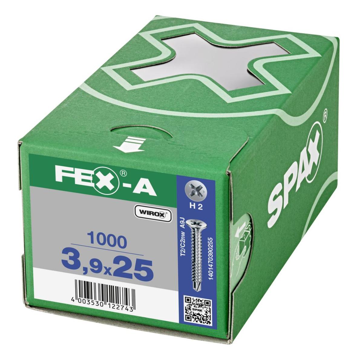 SPAX FEX-A Senkkopf Fräsrippen Kreuzschlitz H2 Bohrspitze WIROX, 1000 Stück