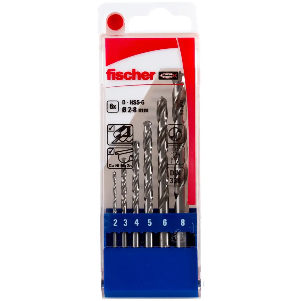 Fischer Metallbohrer D-HSS-G Set 2-8mm (6)