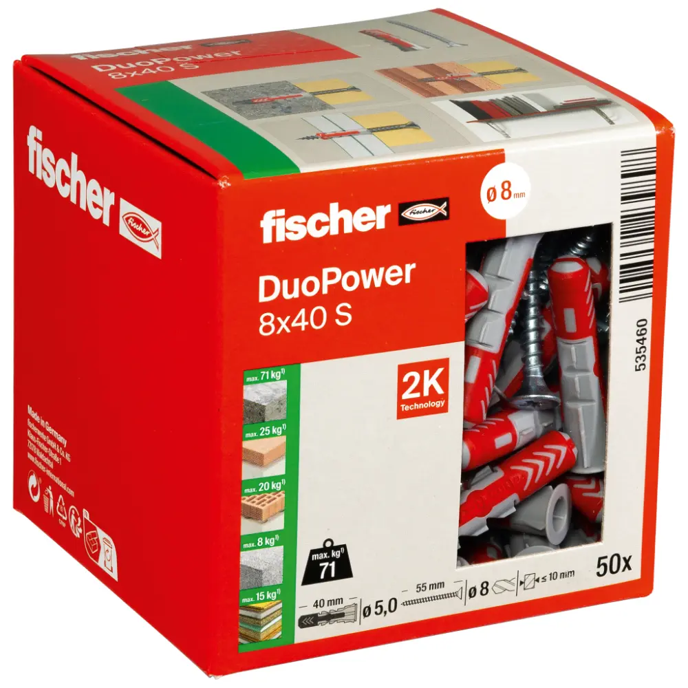 Fischer Universaldübel DuoPower 8x40 S mit Schraube