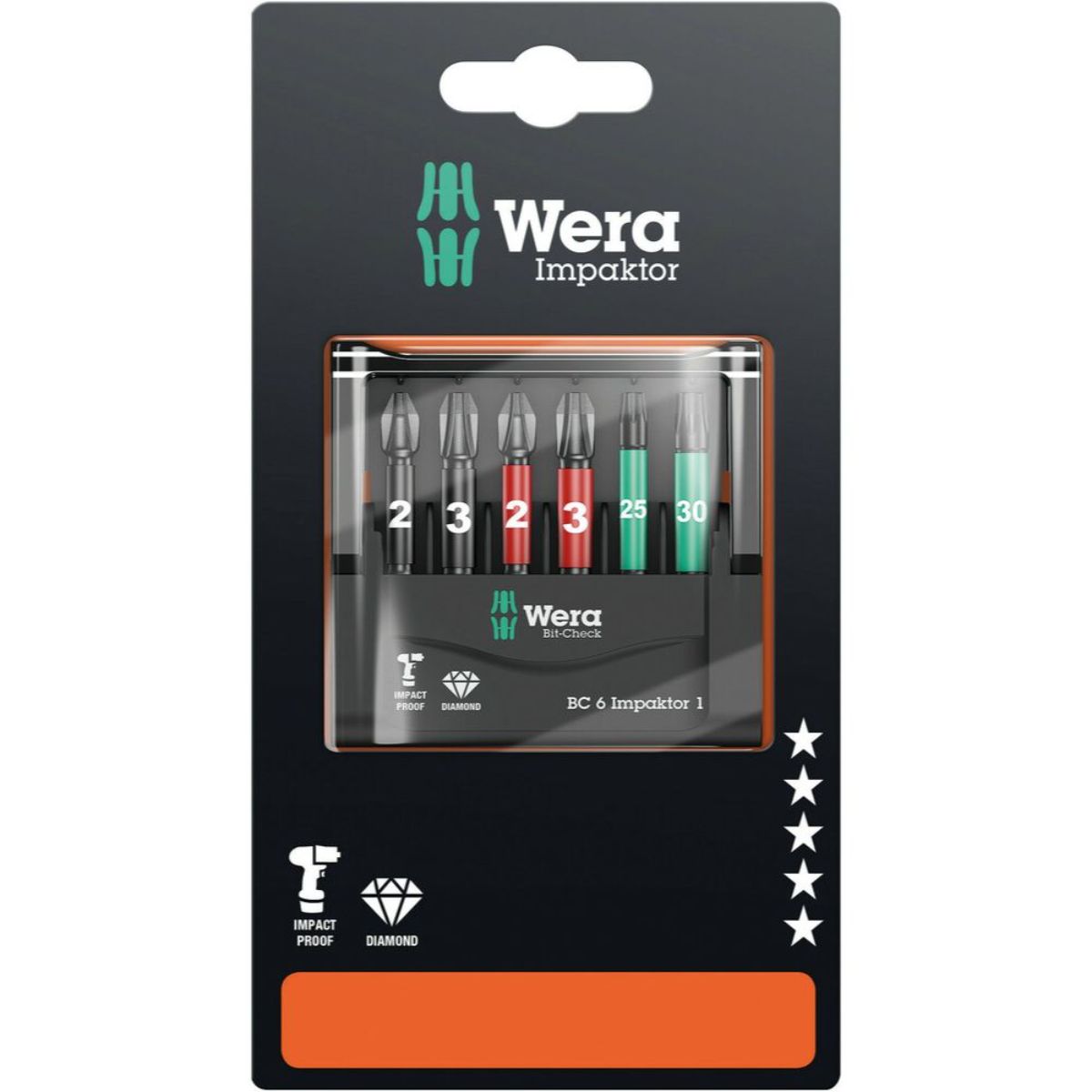 Wera Bit-Check 6 Impaktor 1 SB, 6-teilig