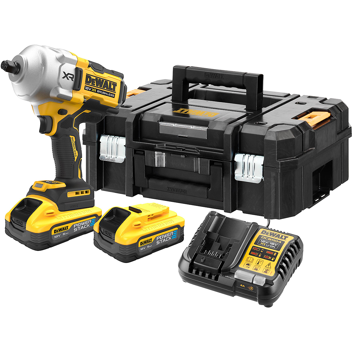 DEWALT Akku-Schlagschrauber 1/2 Zoll 18V + 2 Akku 5Ah + Schnellladegerät