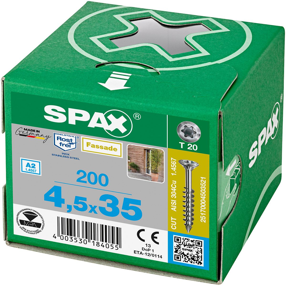 SPAX-S A2 Linsenkopf Fräsrippen T-Star Plus T20 Teilgewinde Cut, 200 Stück
