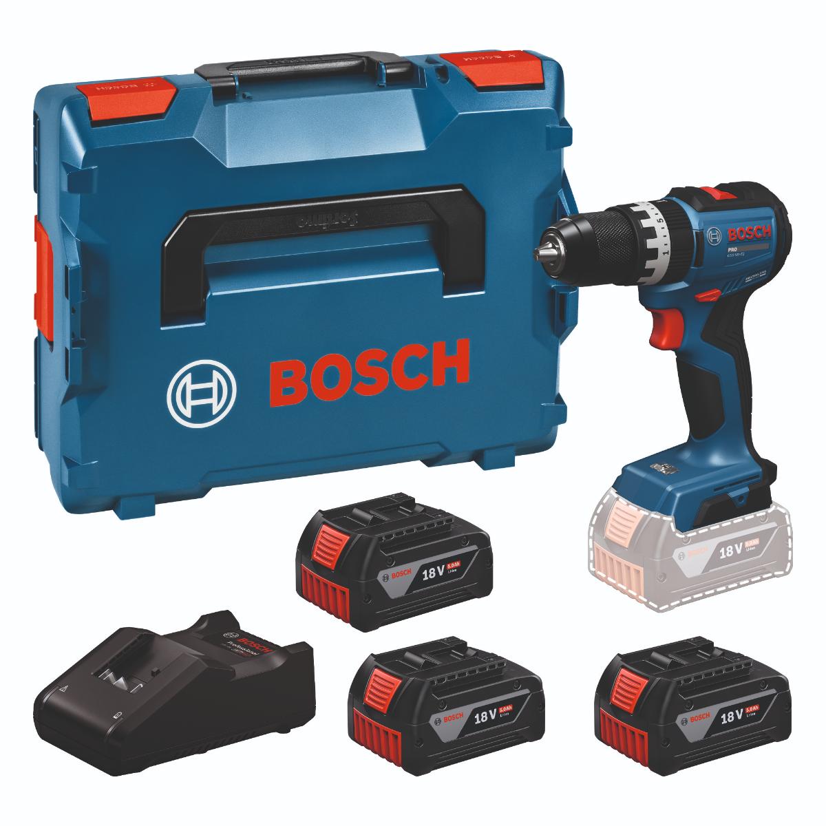 Bosch Akku-Schlagbohrschrauber GSB18V-52, 3 x Akku GBA 18V 5.0Ah in L-BOXX