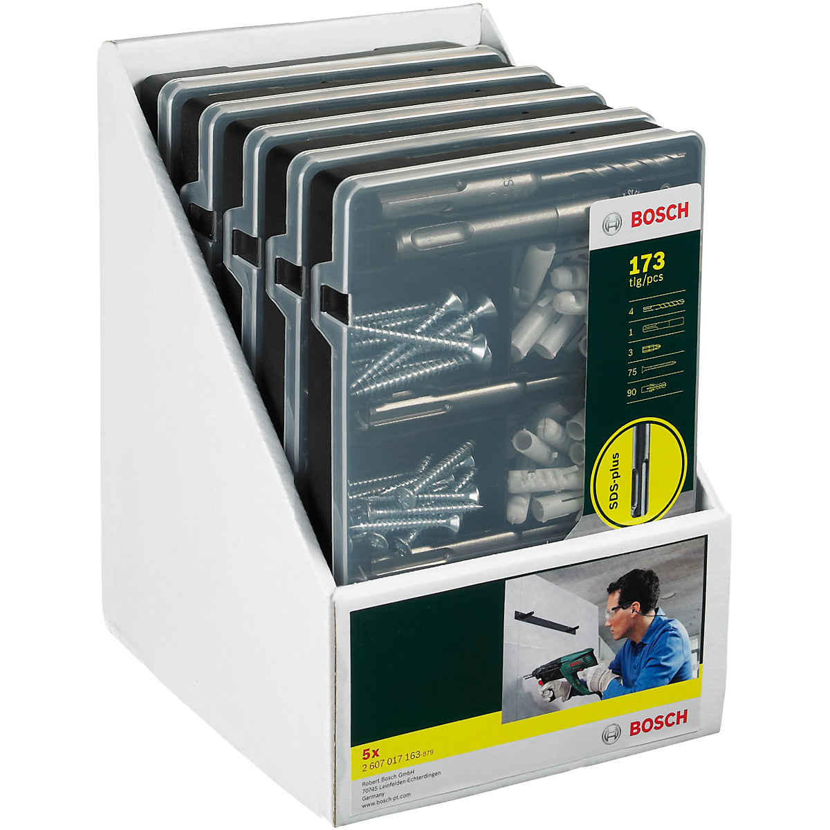 Bosch Fixier-Set 173-teilig, Bohrer, Dübel, Schrauben, Bits in handlicher Sortierbox.