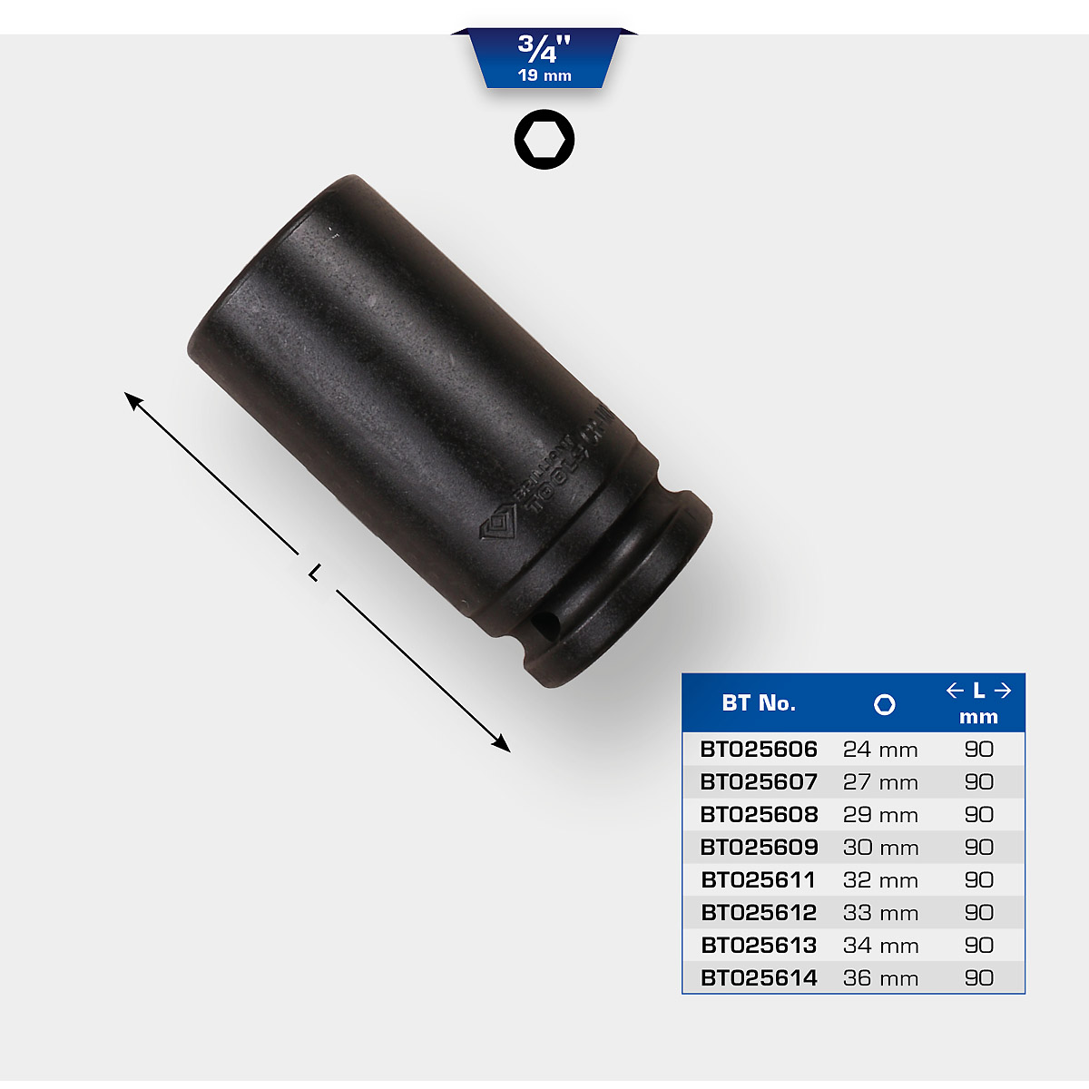 Brilliant Tools 3/4" Kraft-Stecknuss Sechskant, lang