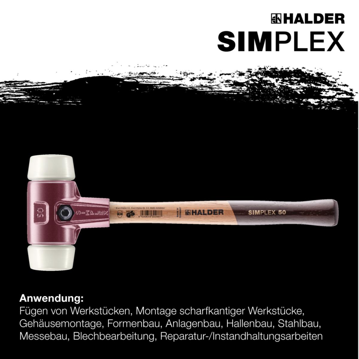HALDER SIMPLEX - Schonhammer mit TE-Gehäuse und Holzstiel, Nylon
