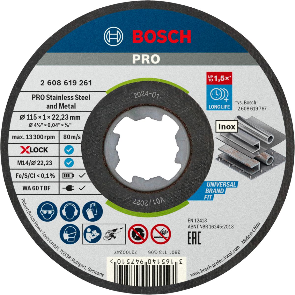 Bosch PRO Trennscheibe X-LOCK gerade Standard for Inox WA 60 T BF ø 115 mm