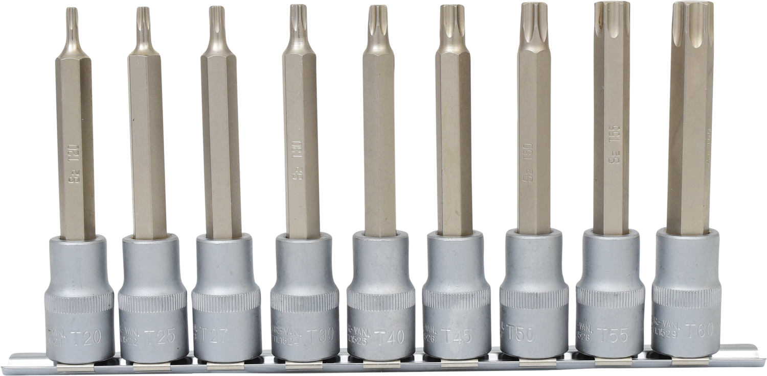 KS Tools 1/2" Bit-Stecknuss-Satz Torx, lang, 9-tlg, T20-T60