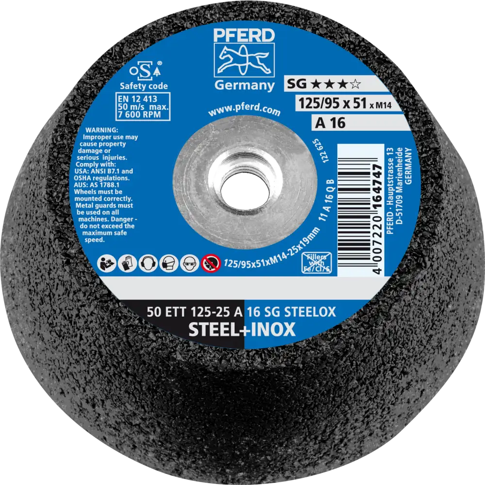 PFERD TOOLS Schleiftopf ETT Leistungslinie SG STEELOX für Stahl/Edelstahl