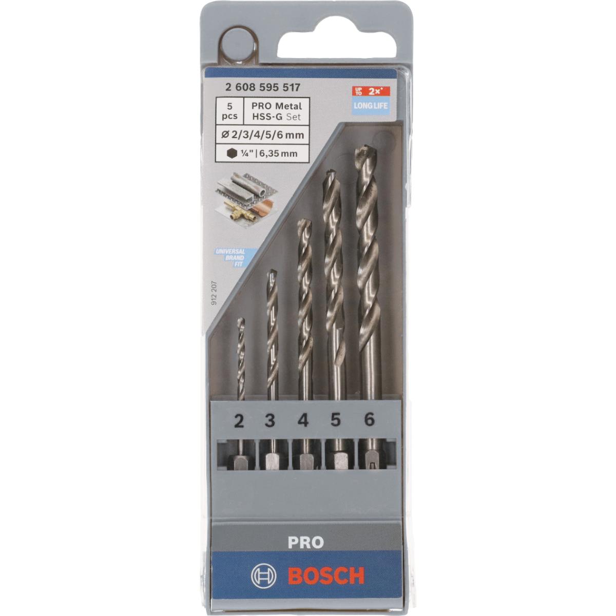 Bosch PRO 5-tlg. Metallbohrer-Set HSS-G, DIN 338, 2/3/4/5/6 mm