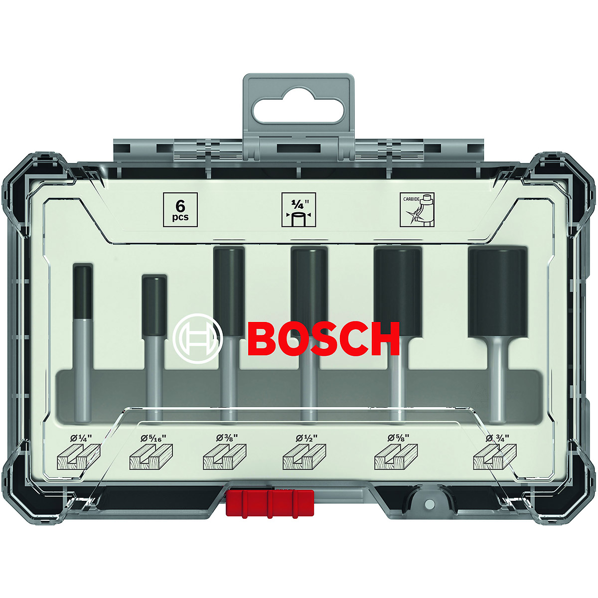 Bosch PRO 6-tlg. Nutfräser-Set, 1/4 Zoll Schaft