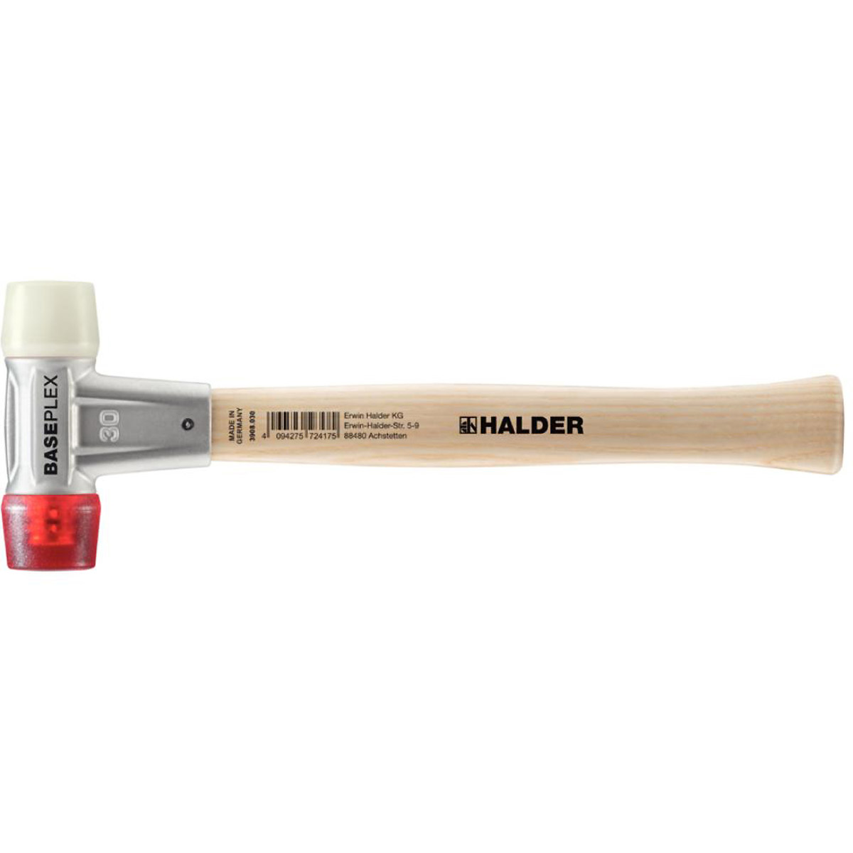 HALDER BASEPLEX - Schonhammer mit Zinkdruckguss - Gehäuse und Holzstiel, Nylon / Cellulosacetat