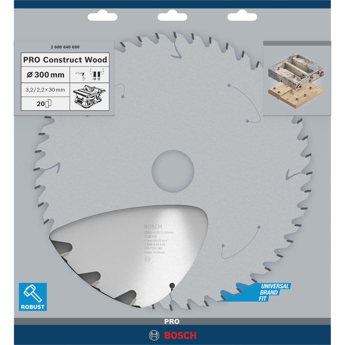 Bosch PRO Kreissägeblatt Construct Wood für Tischkreissägen