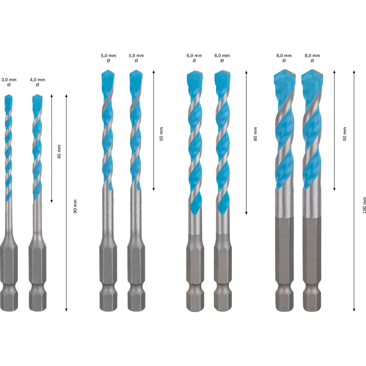 Bosch EXPERT HEX-9 Multi Construction Pick & Click Set,3–8 mm