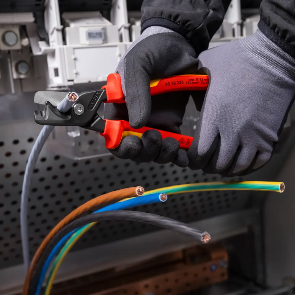 KNIPEX StepCut XL Kabelschere mit Stufenschnitt, VDE-geprüft brüniert 225 mm