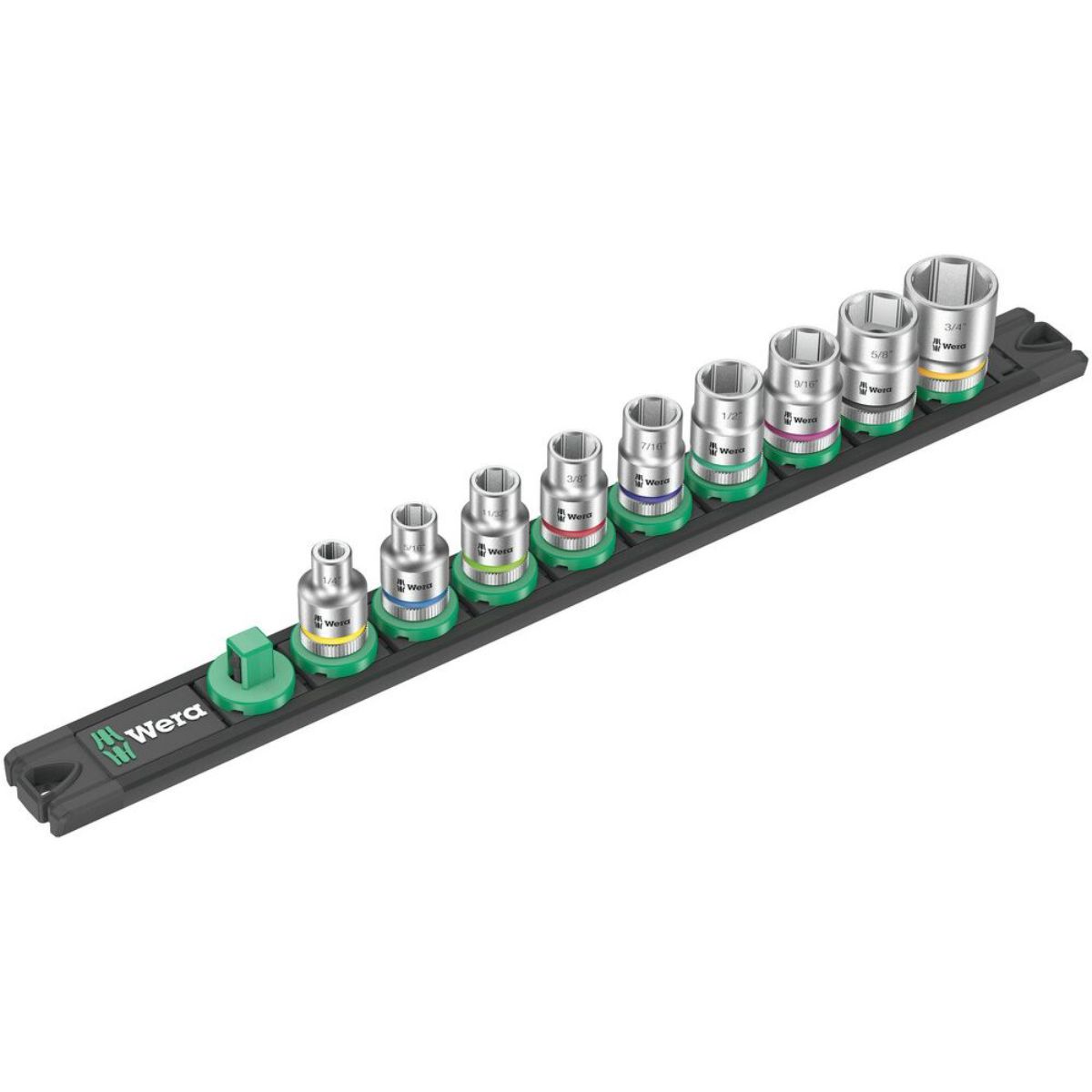 Wera Nuss-Magnetleiste B Imperial 1 Zyklop Steckschlüsseleinsatz-Satz, 3/8"-Antrieb, zöllig, 9-tlg