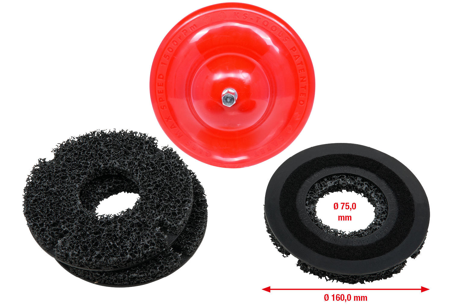 KS Tools Radnabenschleifer-Satz Ø 160 mm, Innen-Ø 75 mm, 4-tlg