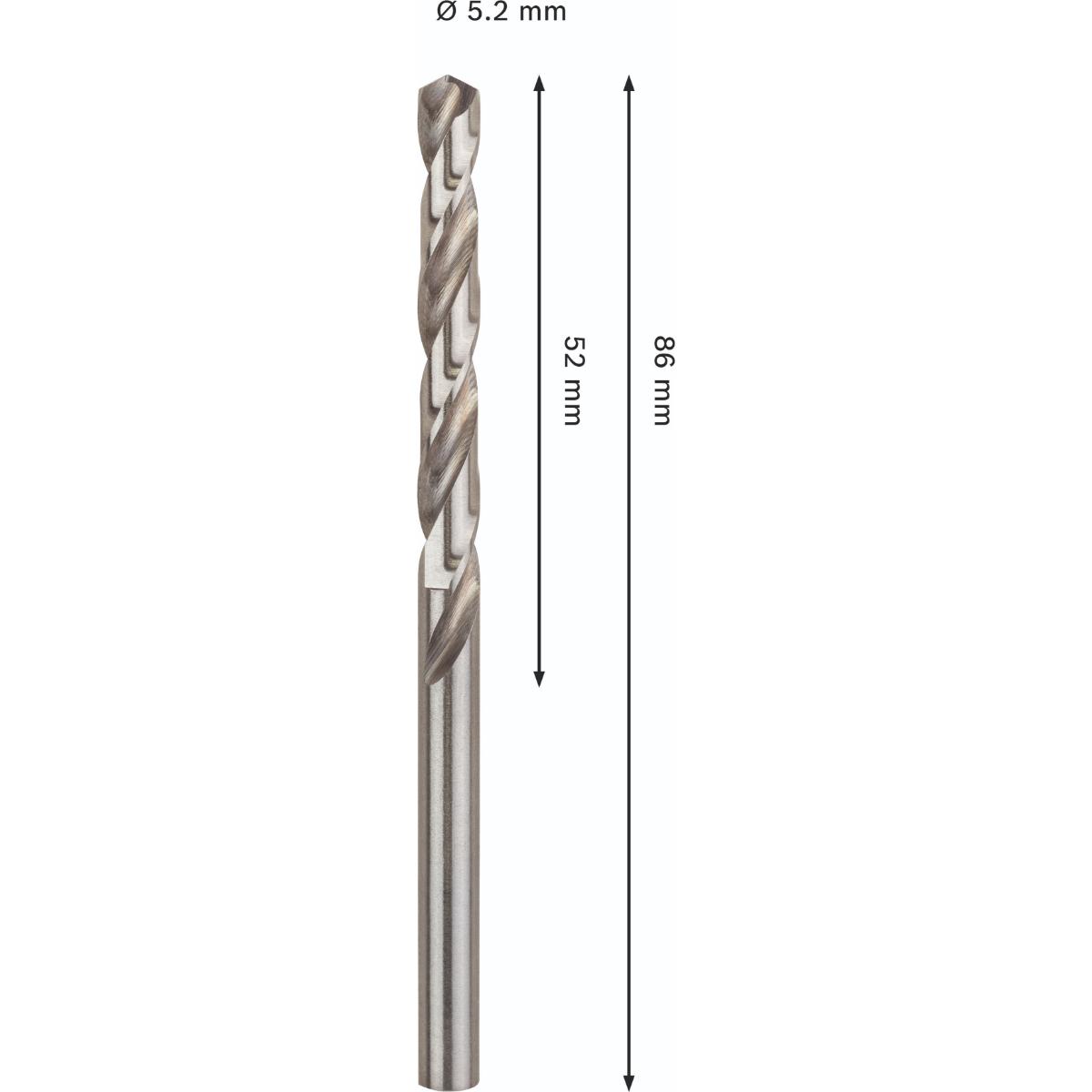 Bosch PRO Metal HSS-G Spiralbohrer, 5,2 x 52 x 86 mm