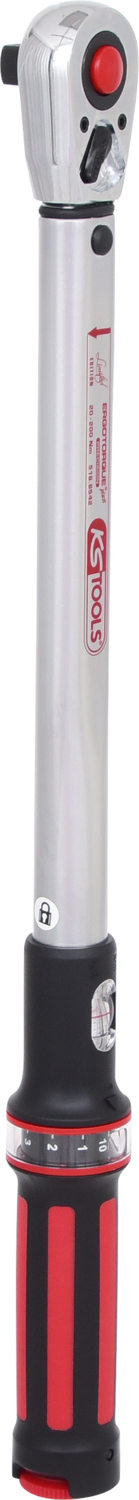 KS Tools 1/2" ERGOTORQUE®precision Ratschen-Drehmomentschlüssel, 40-200Nm, rot
