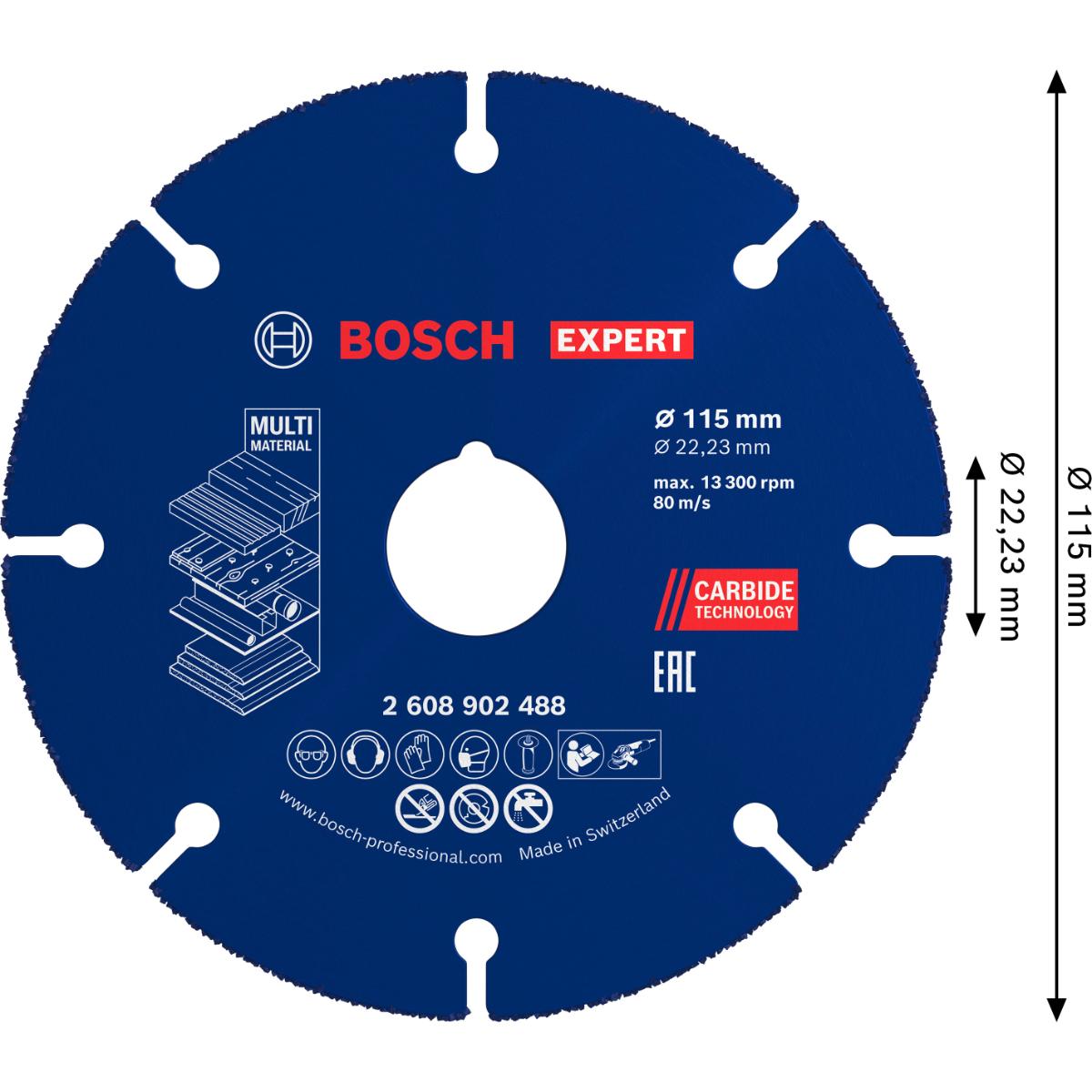 Bosch EXPERT Multi Material Carbide-Trennscheibe, 115 x 22,23 mm