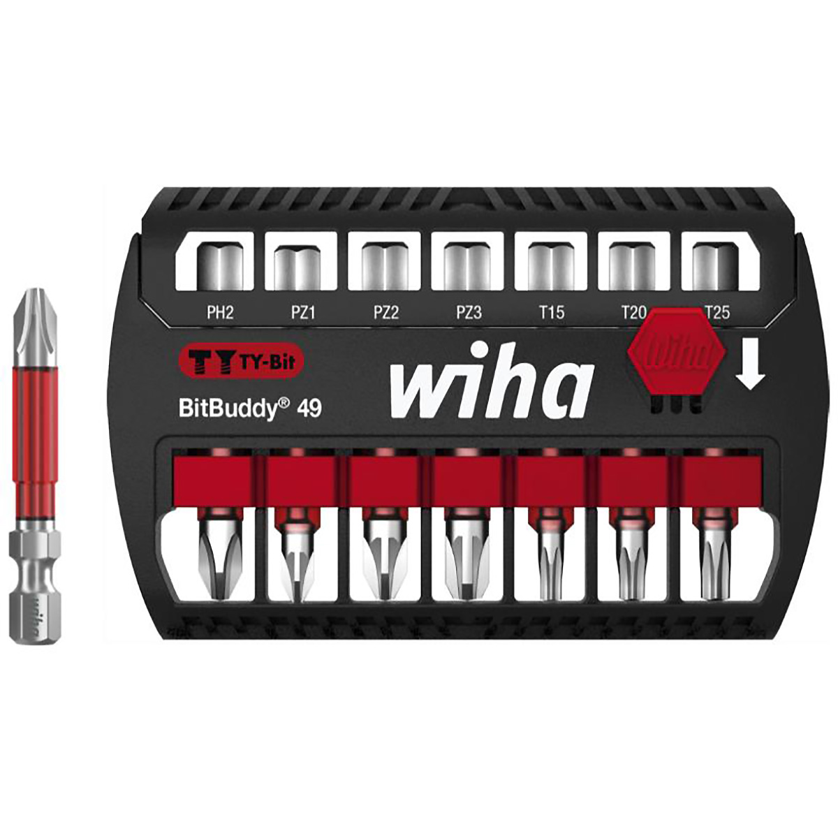 Wiha Bit Set BitBuddy TY-Bit 49 mm Phillips, Pozidriv, TORX 7-teilges Set 1/4 zoll E6,3
