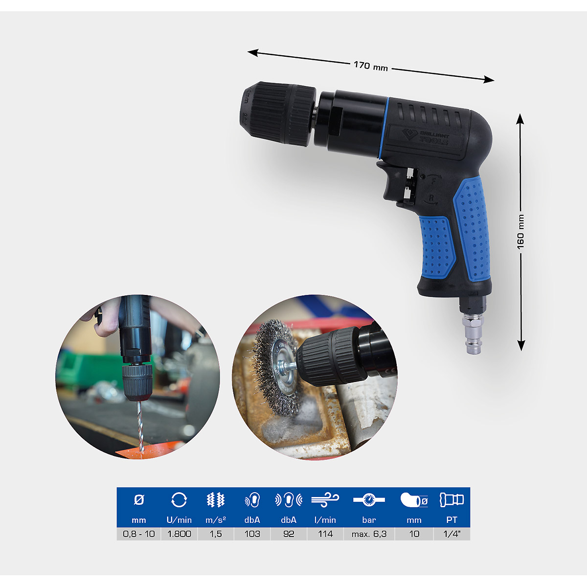 Brilliant Tools Druckluft-Bohrmaschine