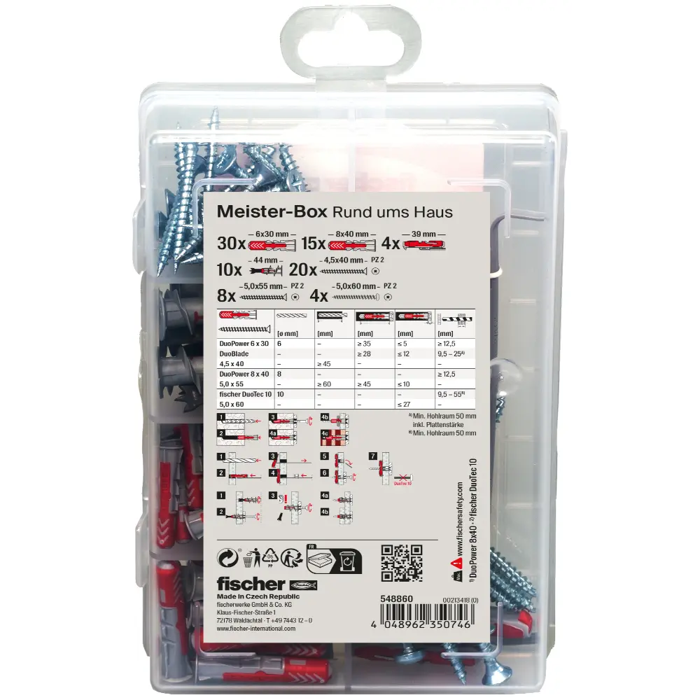Fischer Dübelsortiment Meister-Box Rund ums Haus + Schrauben (91 Teile)
