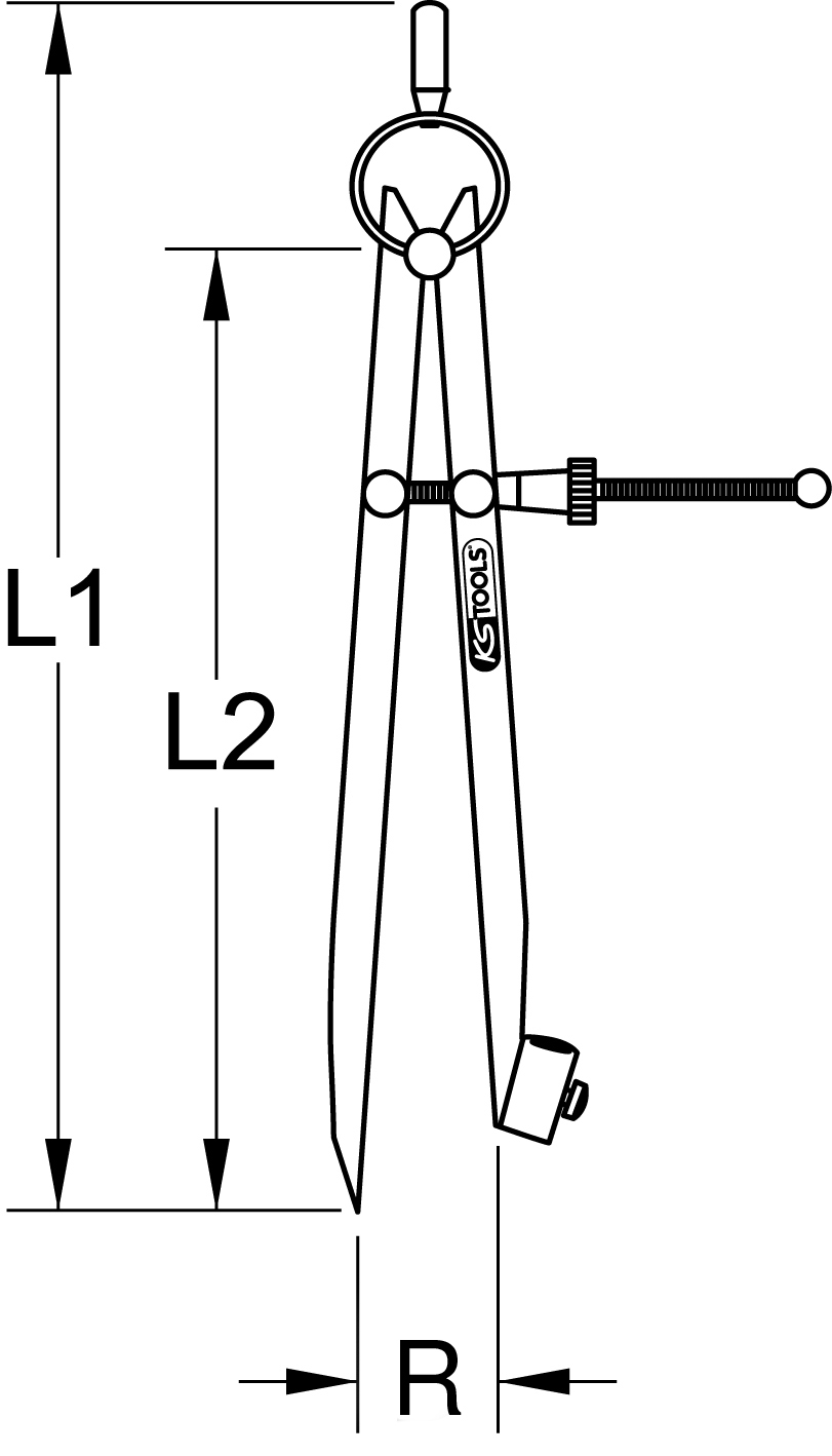 KS Tools Präzisions-Feder-Spitzzirkel mit Bleistifthalter