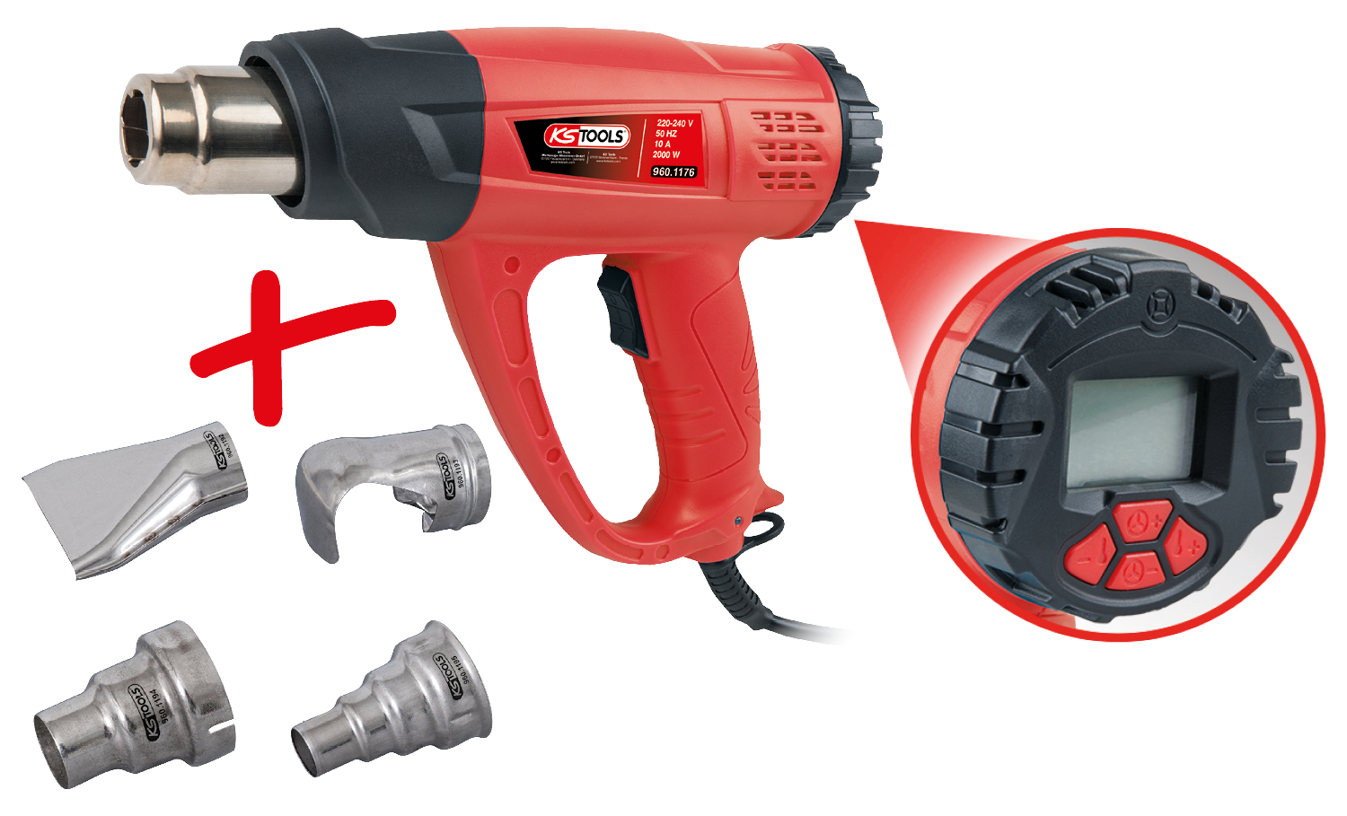 KS Tools Heißluftgebläsepistolen-Satz, Digital, 5-tlg