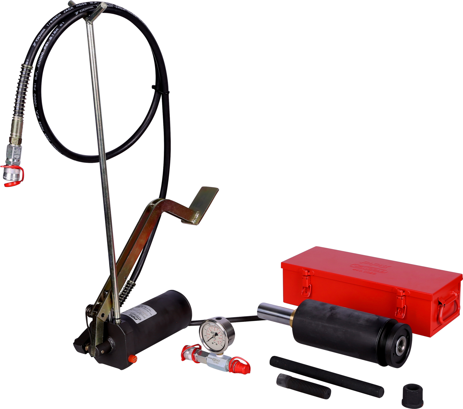 KS Tools Hydraulik-Einheit 32t, mit Hydraulik-Pumpe und Manometer, 11-tlg