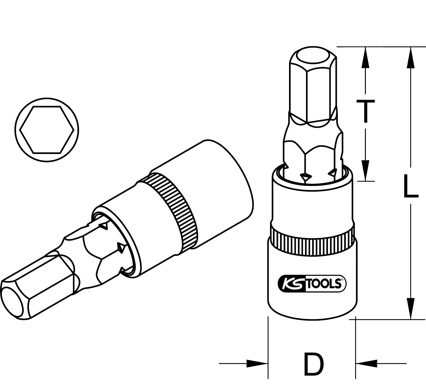 KS Tools 3/8" CHROMEplus Bit-Stecknuss