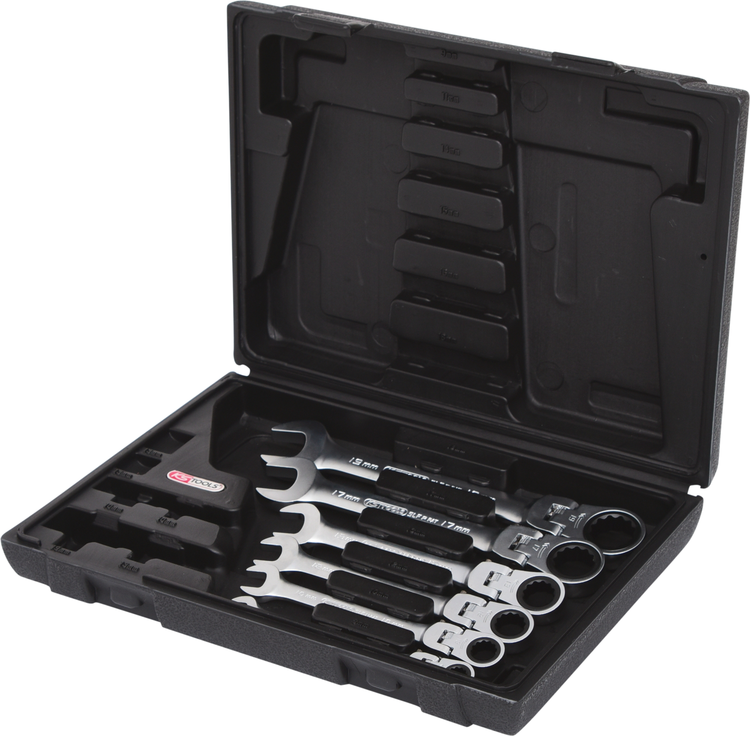 KS Tools GEARplus Gelenk-Ratschenringmaulschlüssel-Satz, 6-tlgfeststellbar