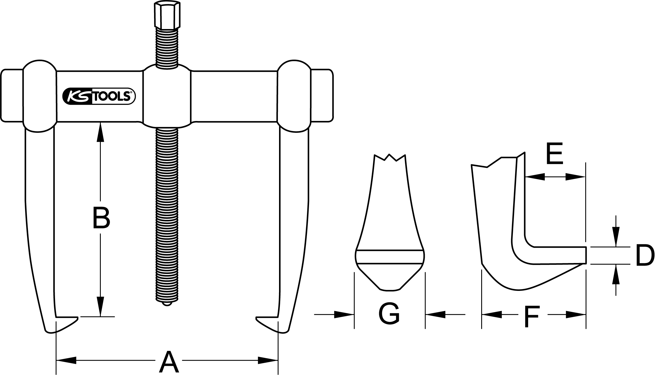 KS Tools Universal-Abzieher 2-armig mit Ganzstahlhaken