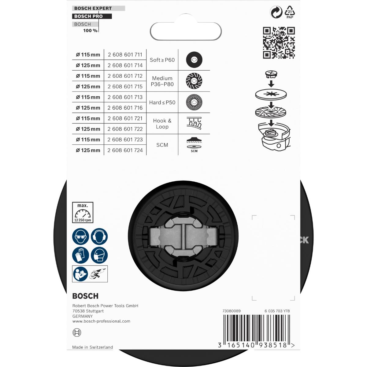 Bosch PRO X-LOCK Stützteller, mittelhart, 115 mm