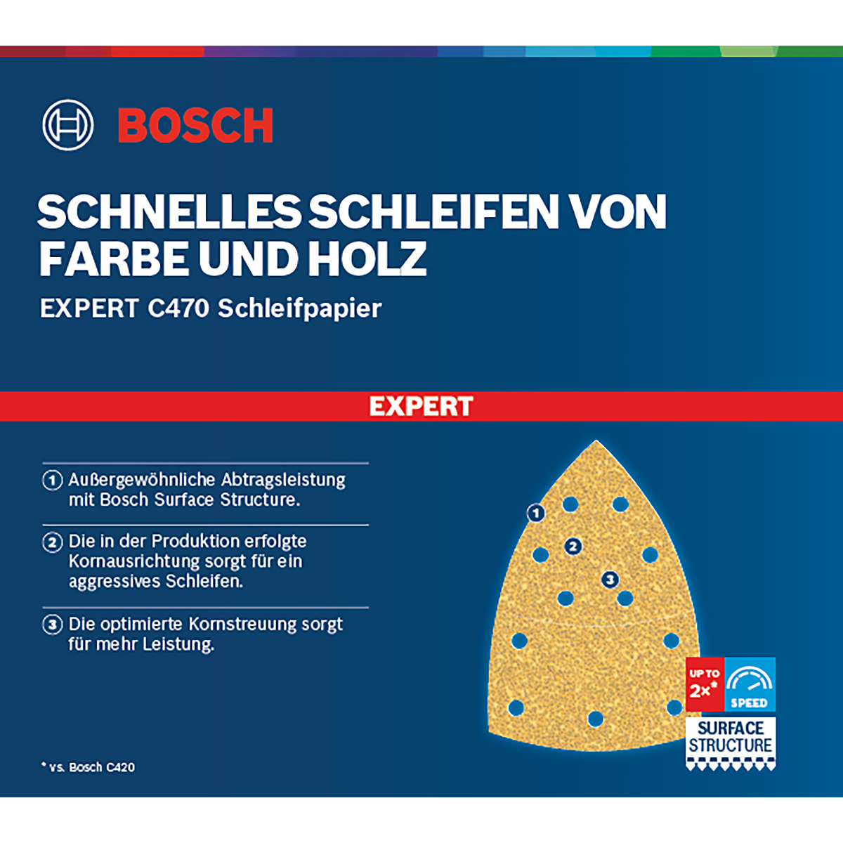 Bosch EXPERT C470 Schleifpapier mit 11 Löchern für Multischleifer