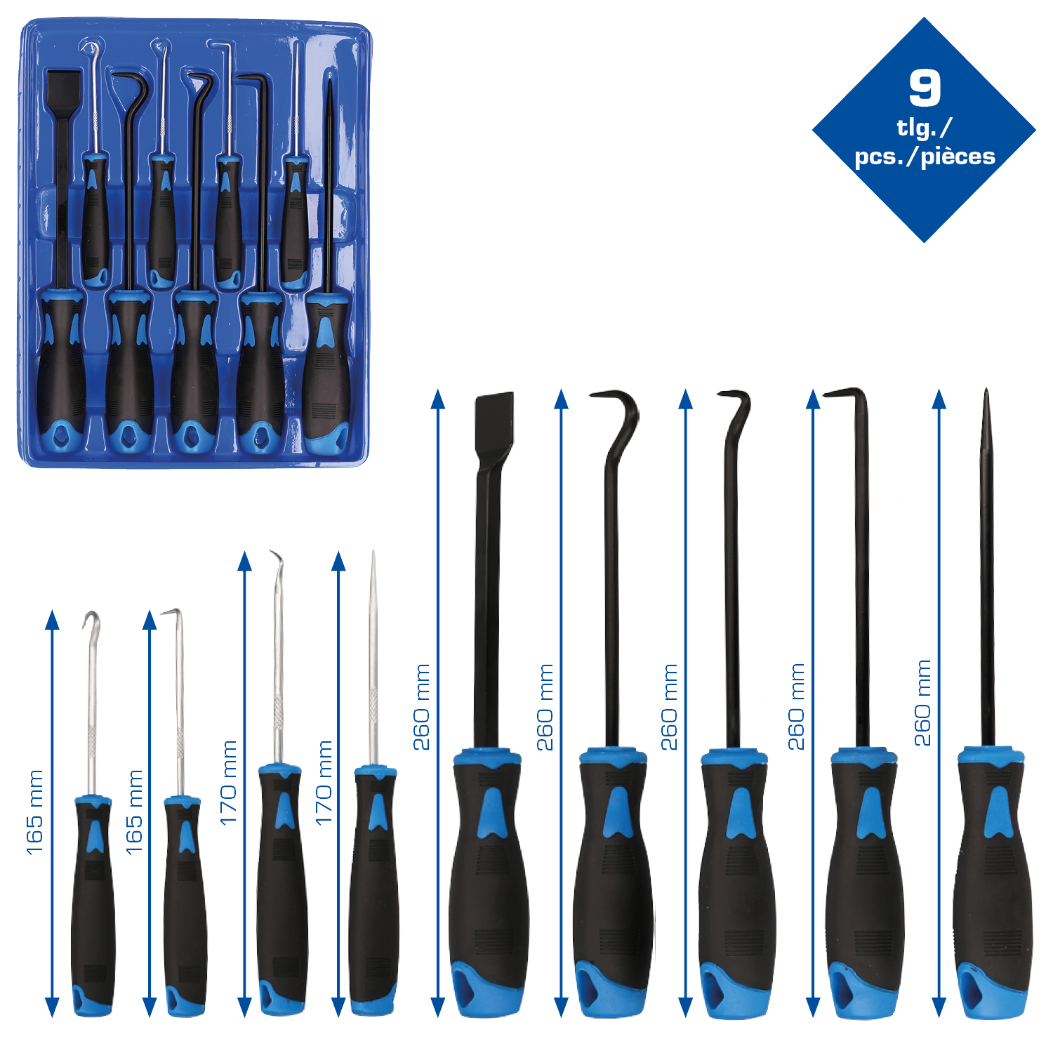Brilliant Tools Schaber-Haken-Werkzeug-Satz, 9-tlg - BT542010