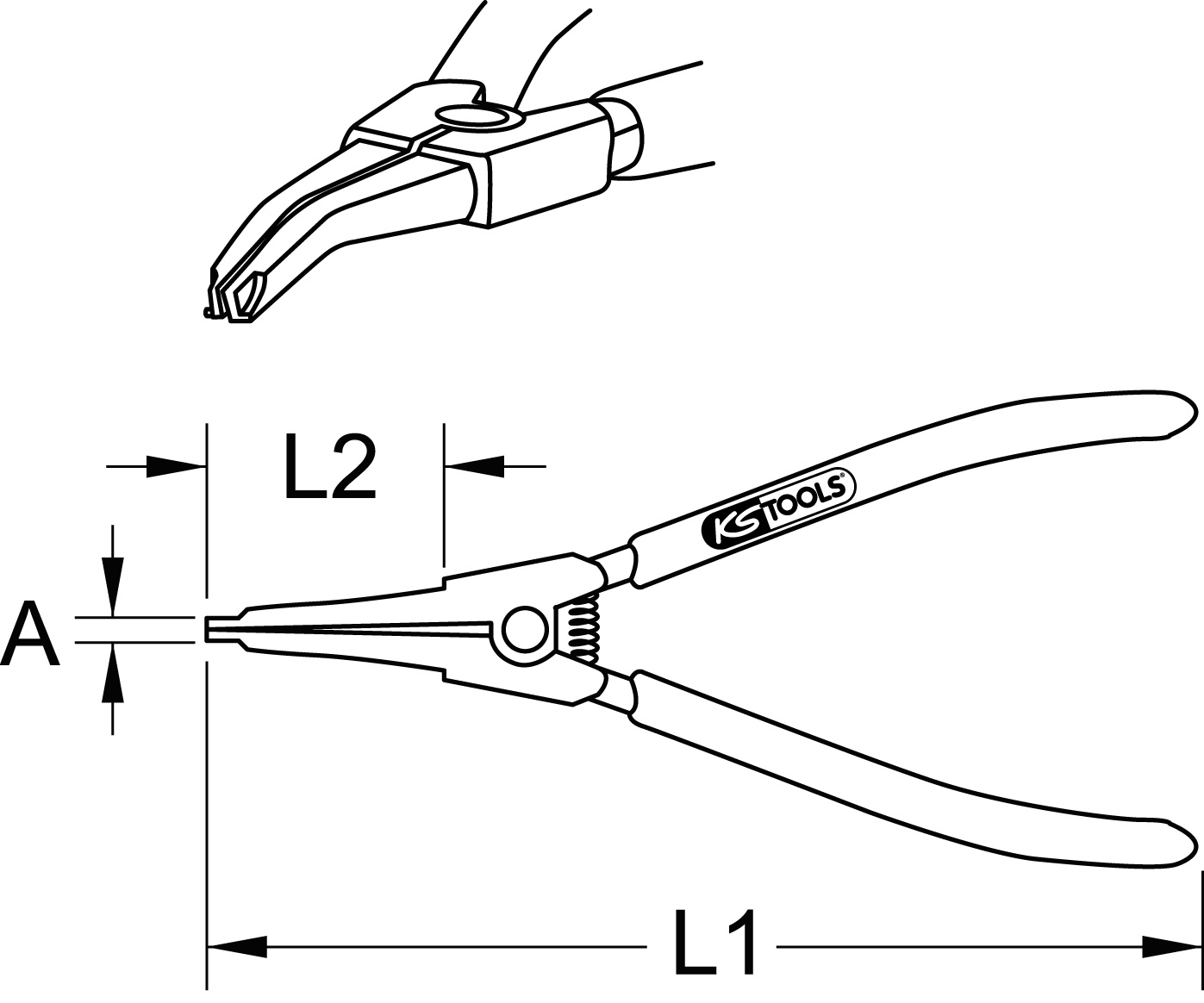 KS Tools Antriebswellen-Sicherungszange, gerade