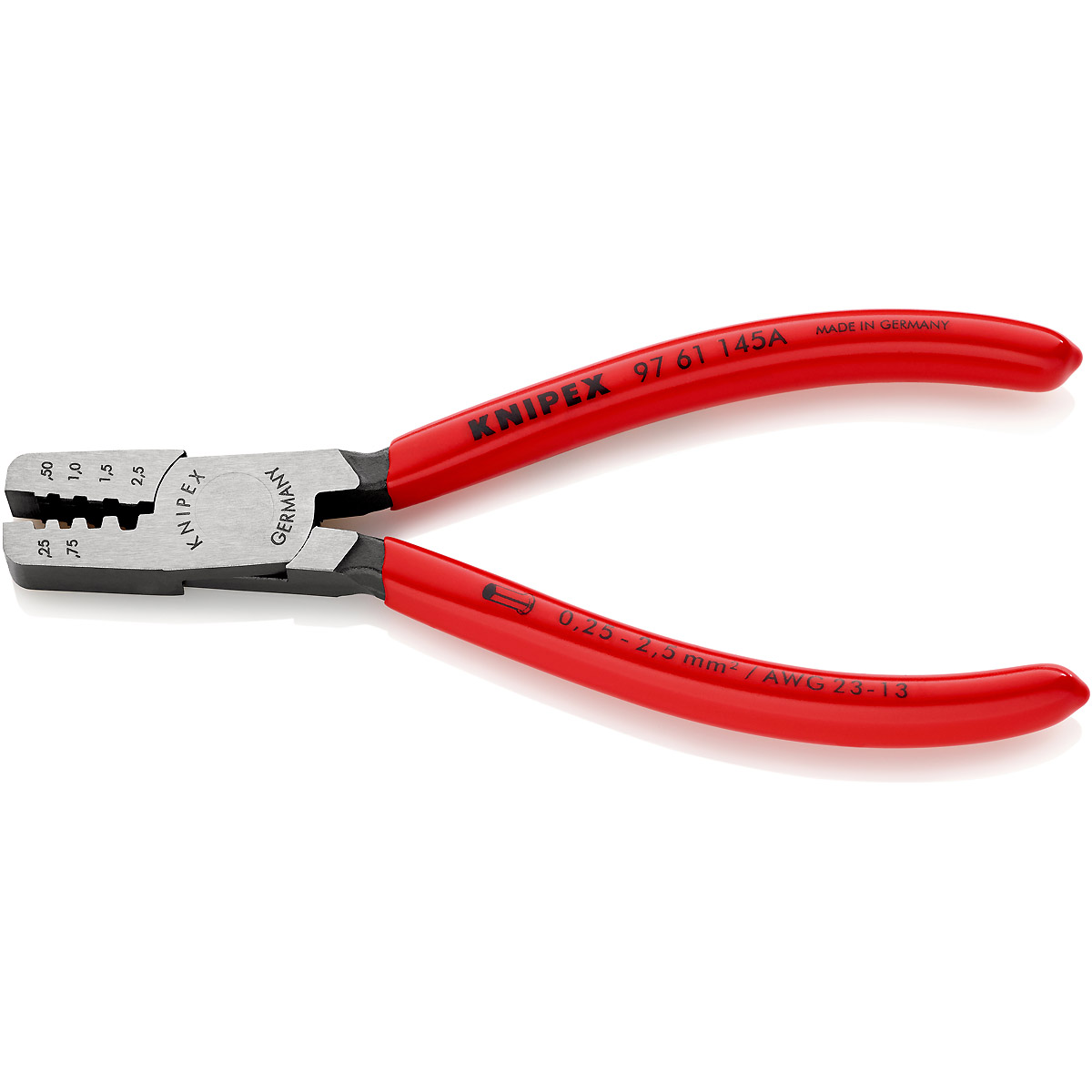 KNIPEX Crimpzange für Aderendhülsen 145 mm mit Kunststoff überzogen poliert