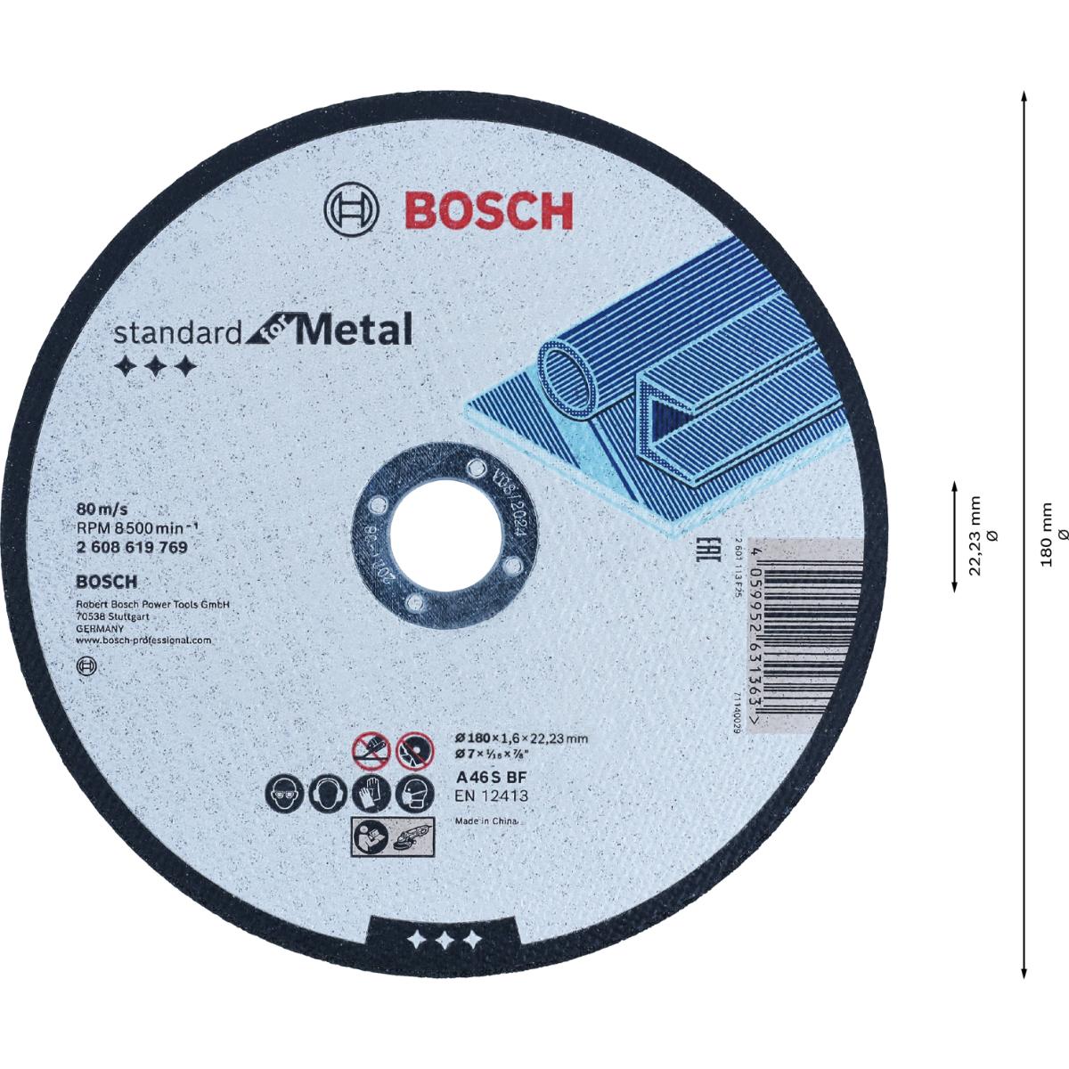 Bosch Standard for Metal für Trennscheibe gerade, 180 mm, 22,23 mm