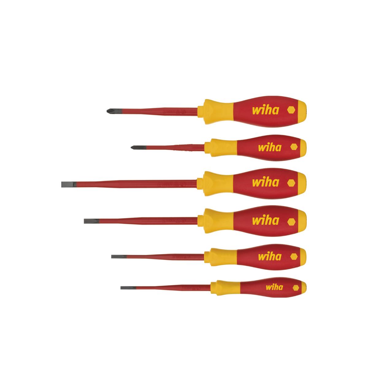 Wiha Schraubendreher Set SoftFinish electric slimFix Schlitz, Phillips 6-teilges Set