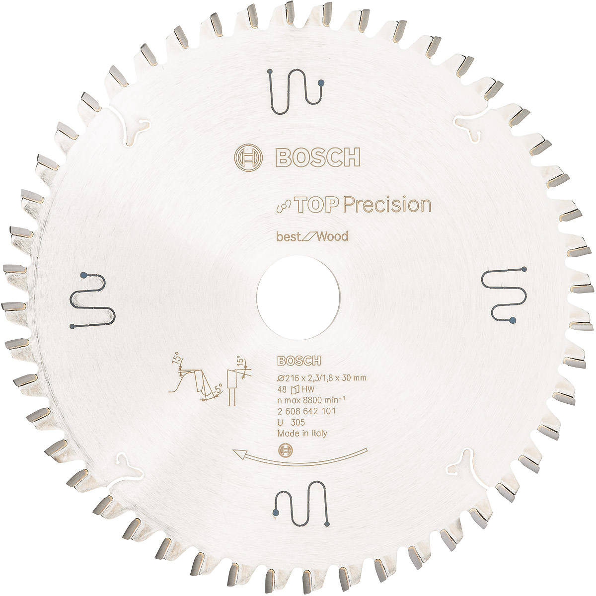 Bosch Kreissägeblatt Top Precision Best for Wood, 216 x 30 x 2,3mm, 48 Zähne