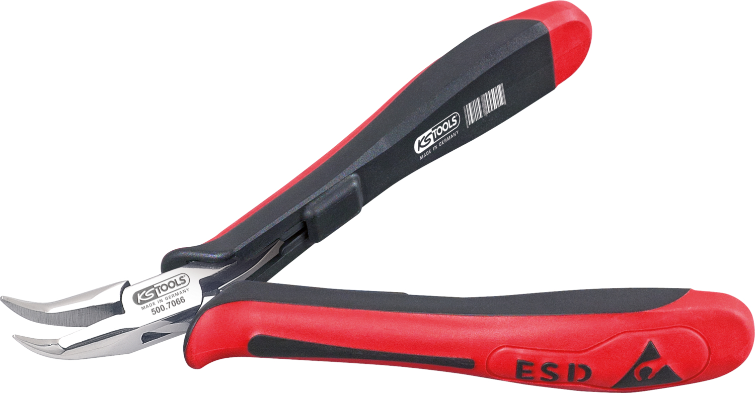 KS Tools ESD Spitzzange, gebogen, ohne Hieb, 130mm