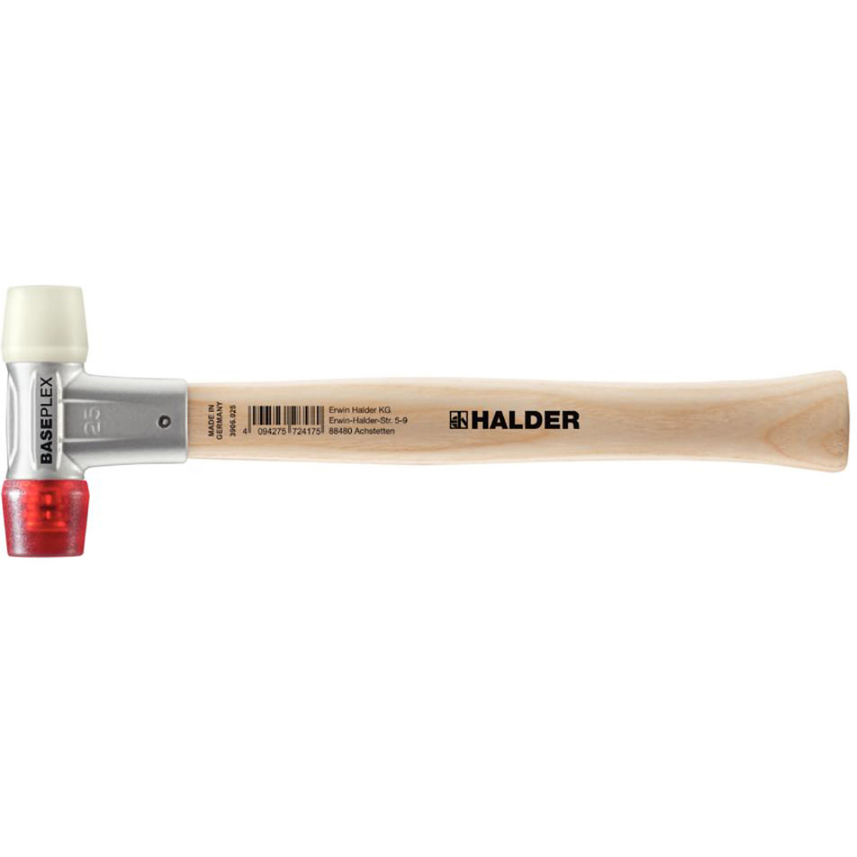 HALDER BASEPLEX - Schonhammer mit Zinkdruckguss - Gehäuse und Holzstiel, Nylon / Cellulosacetat