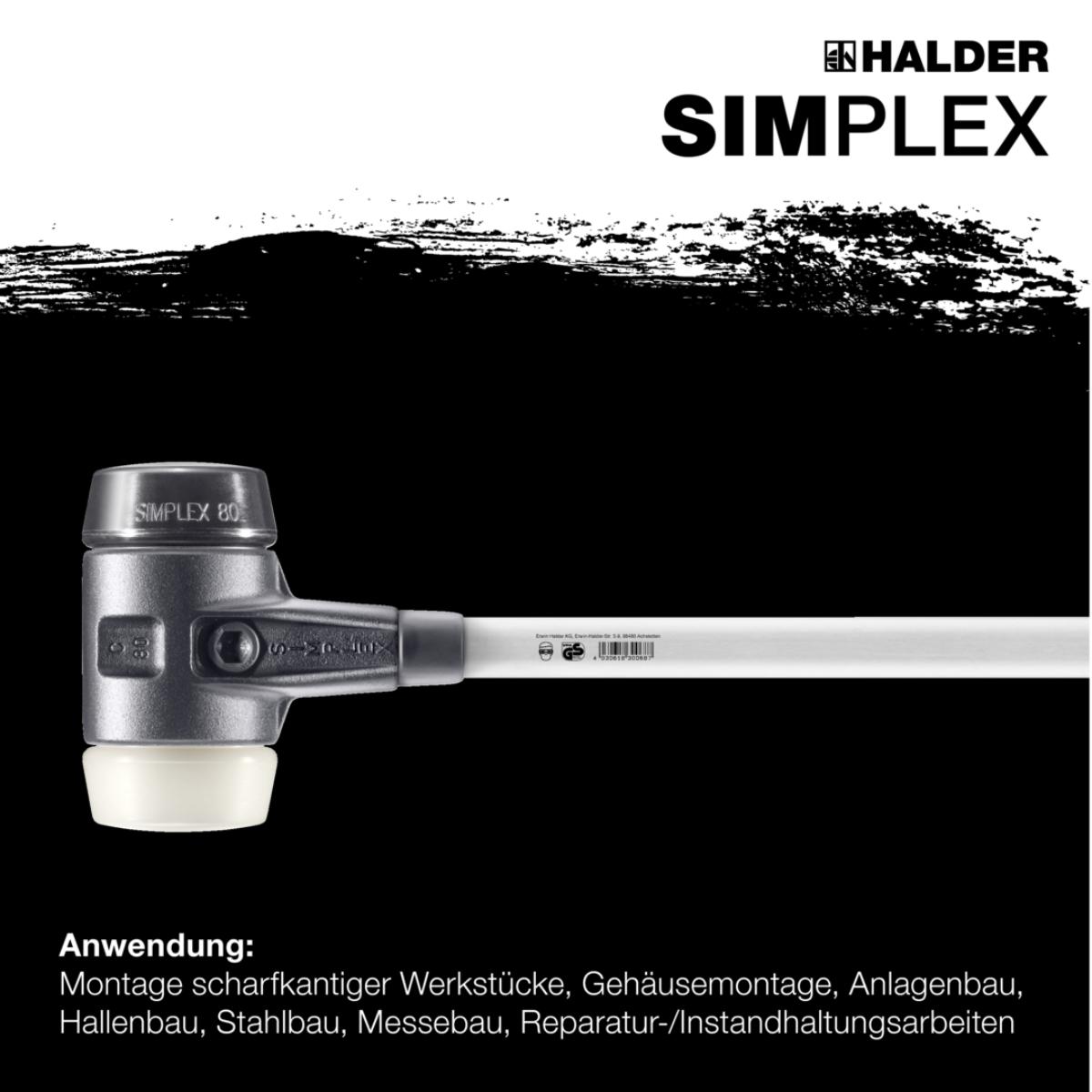 HALDER SIMPLEX - Vorschlaghammer mit verstärktem Tempergussgehäuse und Fiberglasstiel, Nylon