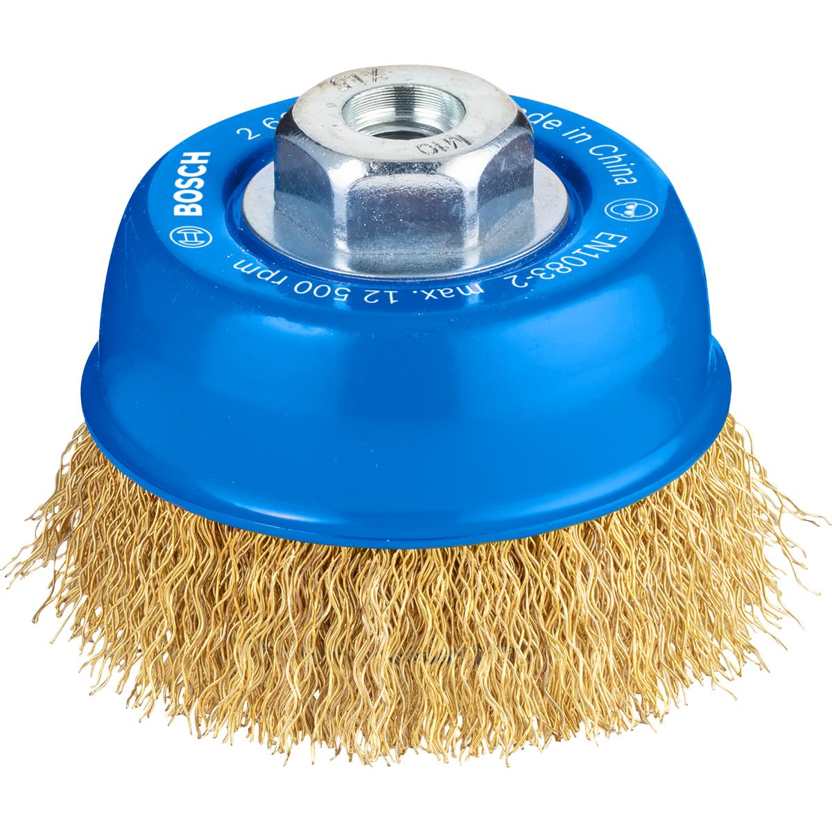 Bosch PRO Topfbürste, Messing, gewellter Draht, 75 mm, 0,3 mm, 12000 U/ min, M 10