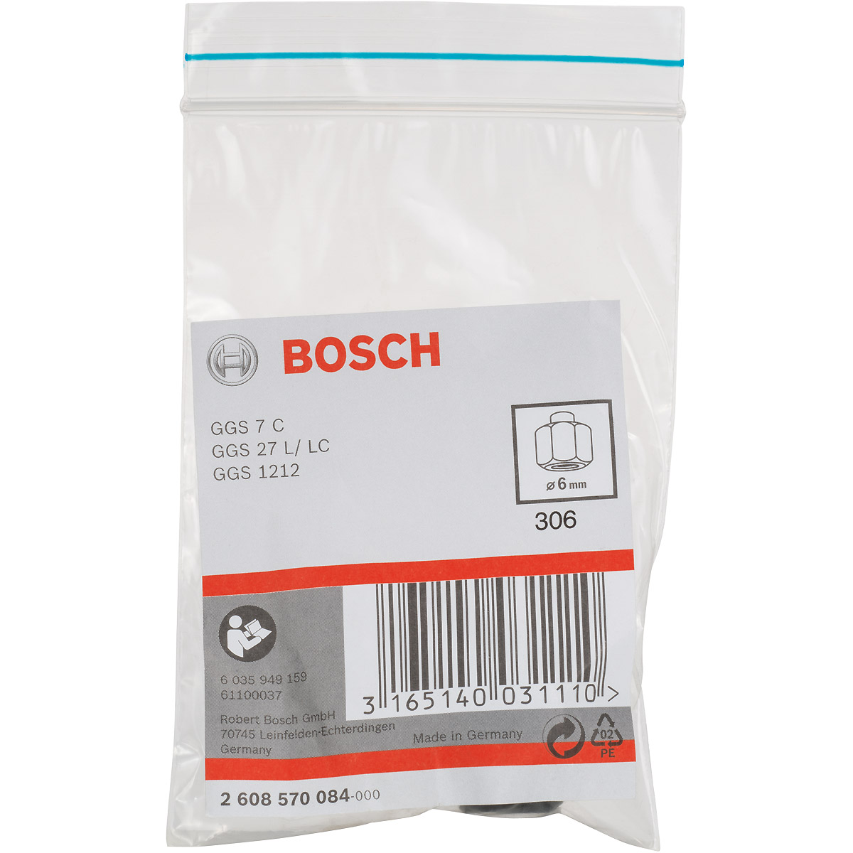 Bosch Spannzange mit Spannmutter, für Bosch-Geradschleifer Ø 3-8mm