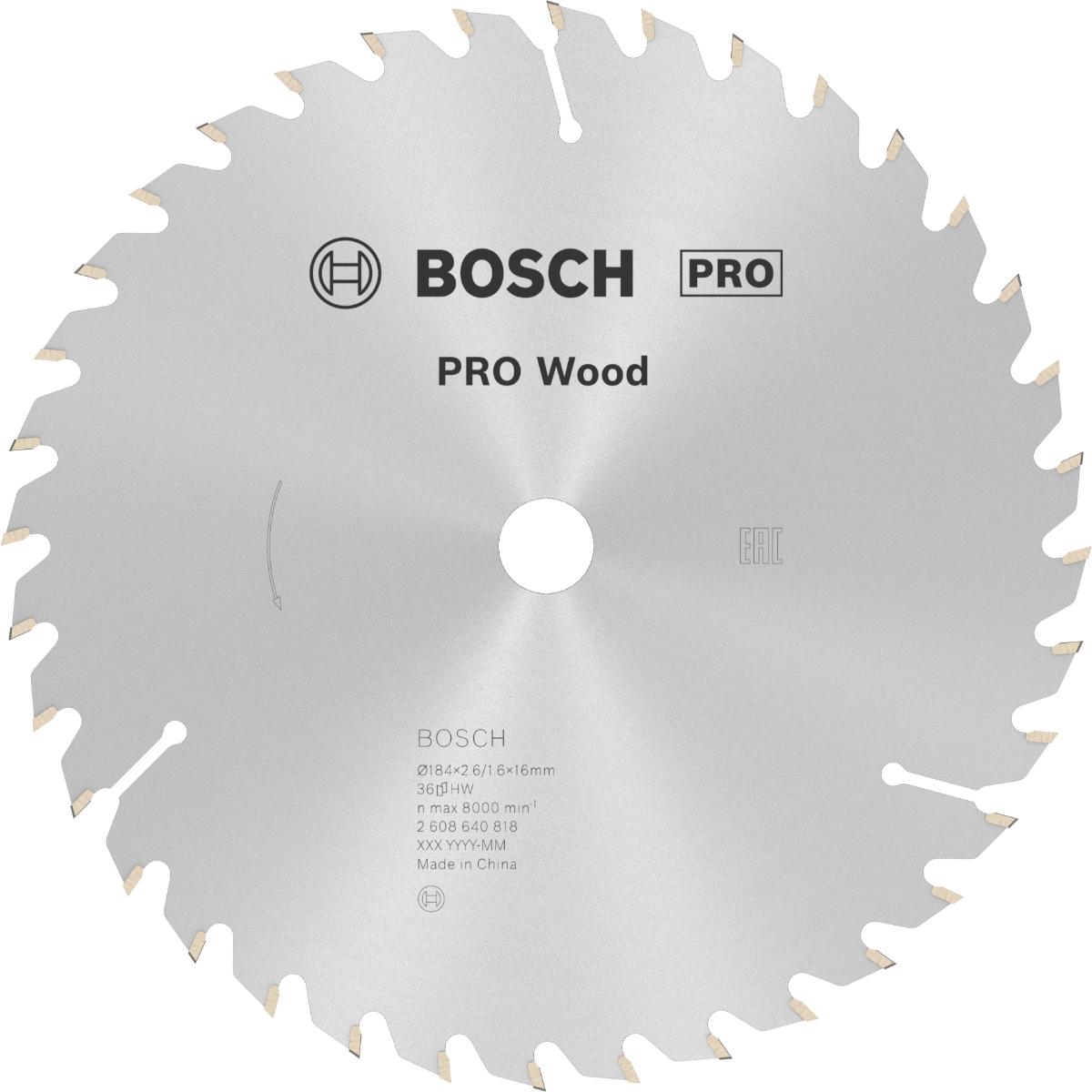 Bosch PRO Kreissägeblatt Optiline Wood für Handkreissägen ø 184 mm, 16 mm Bohrung