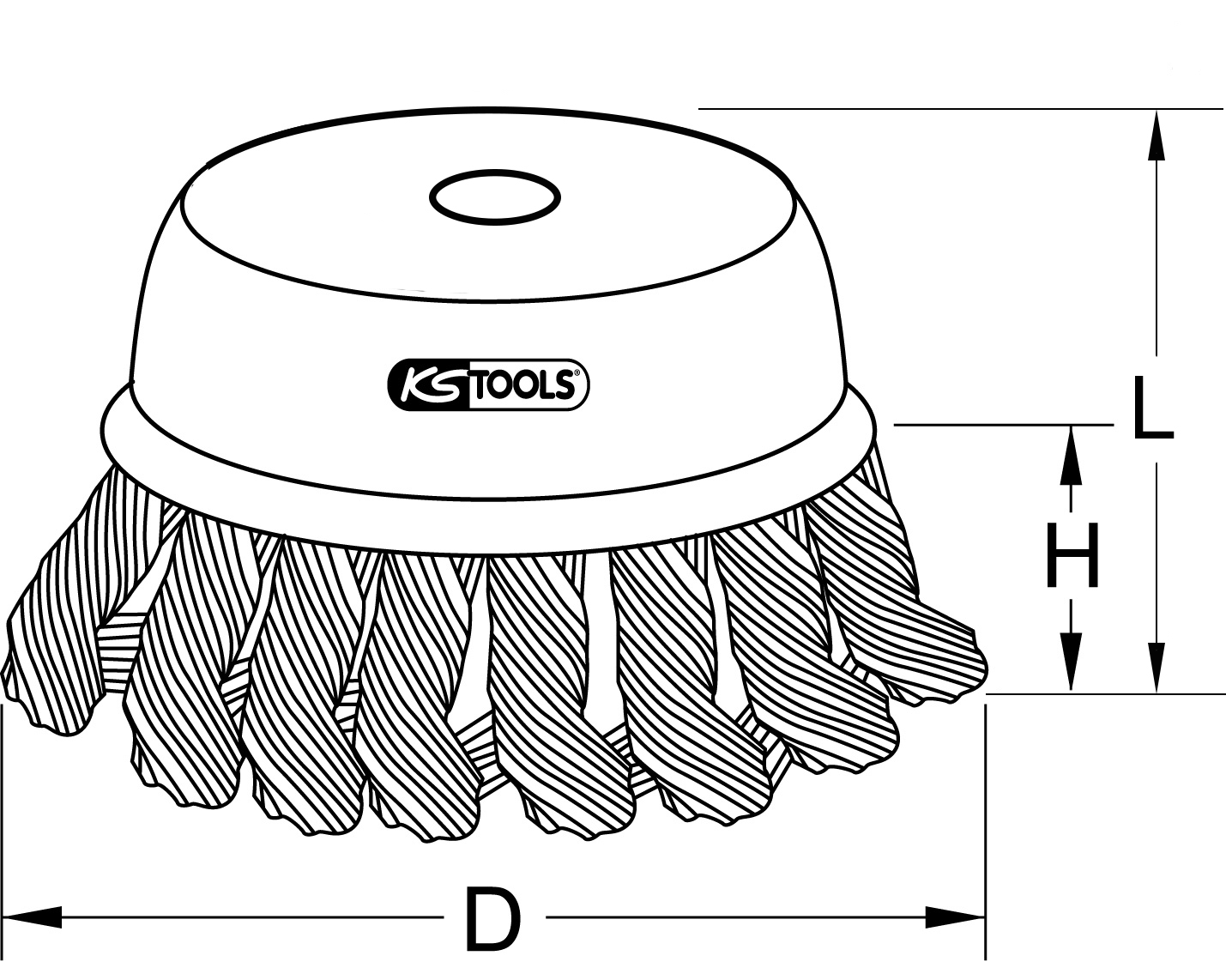 KS Tools BRONZEplus Topfbürste, Zinnbronzedraht, gewellt, Ø 85 mm