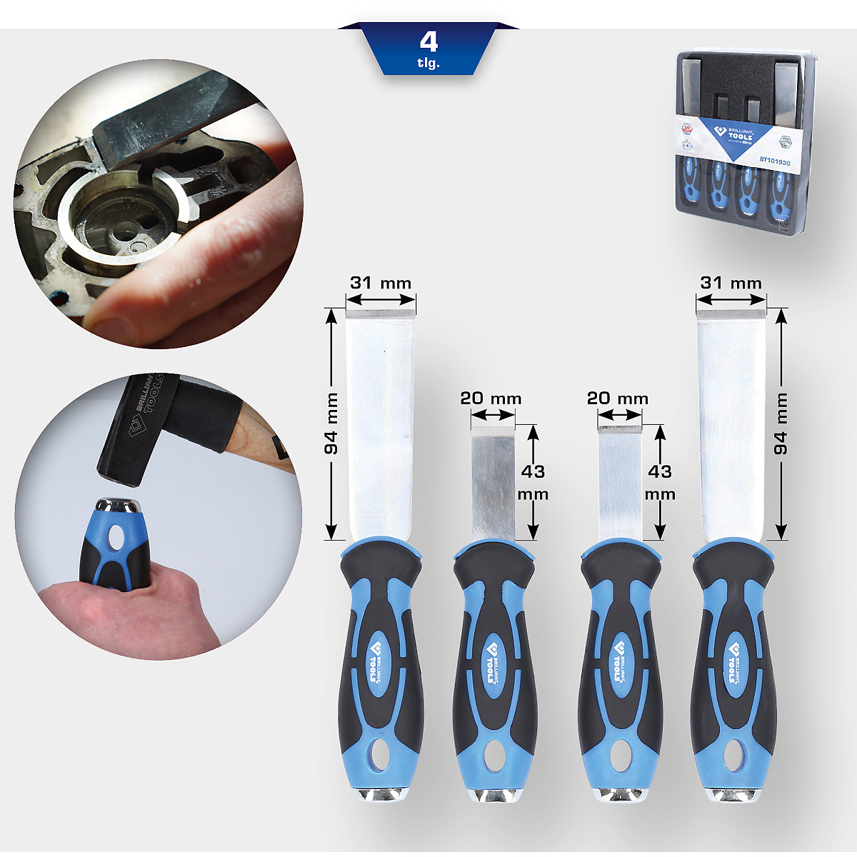 Brilliant Tools Universal-Schaber-Satz, 4-tlg