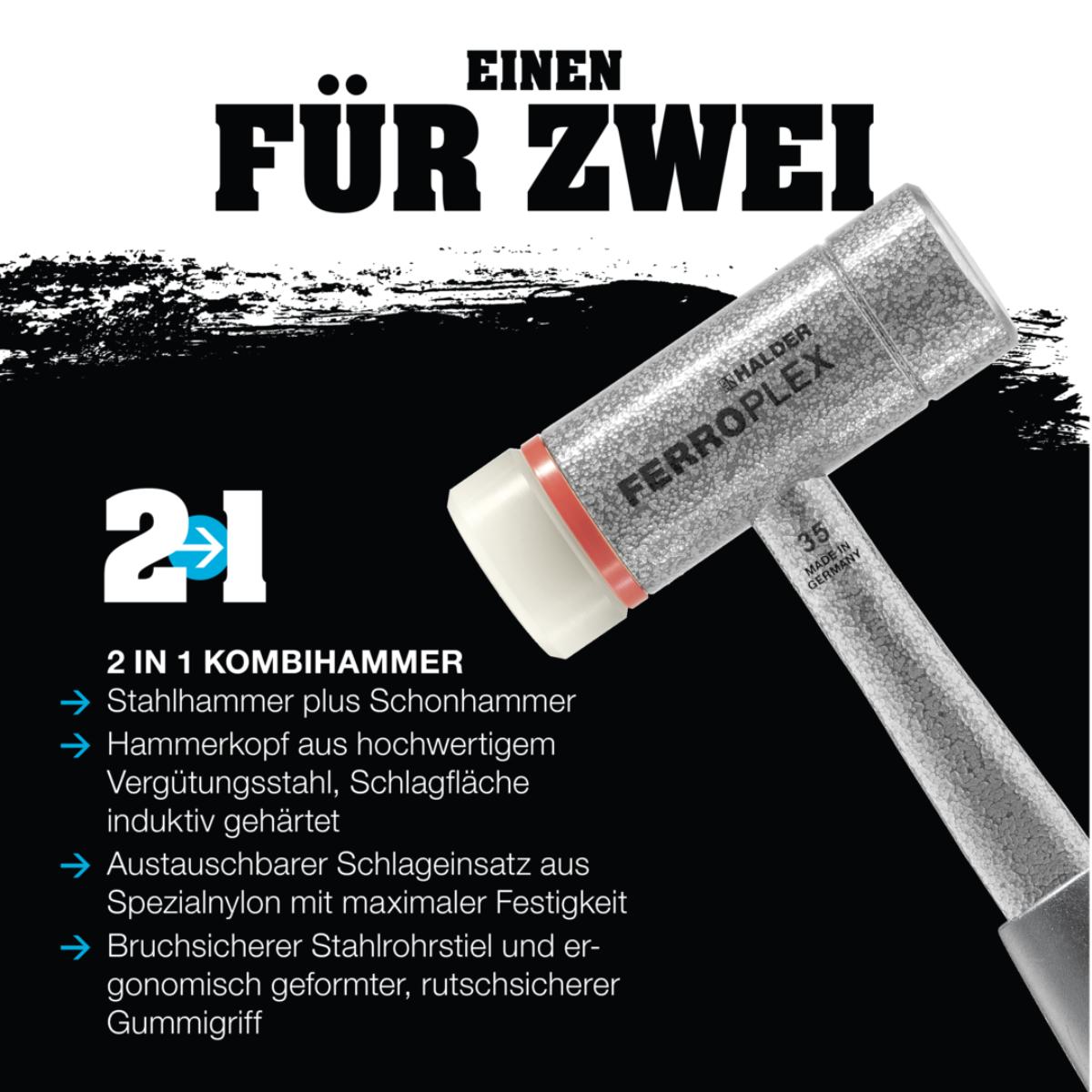 HALDER FERROPLEX - Kombihammer Schlosser - und Schonhammer in Einem